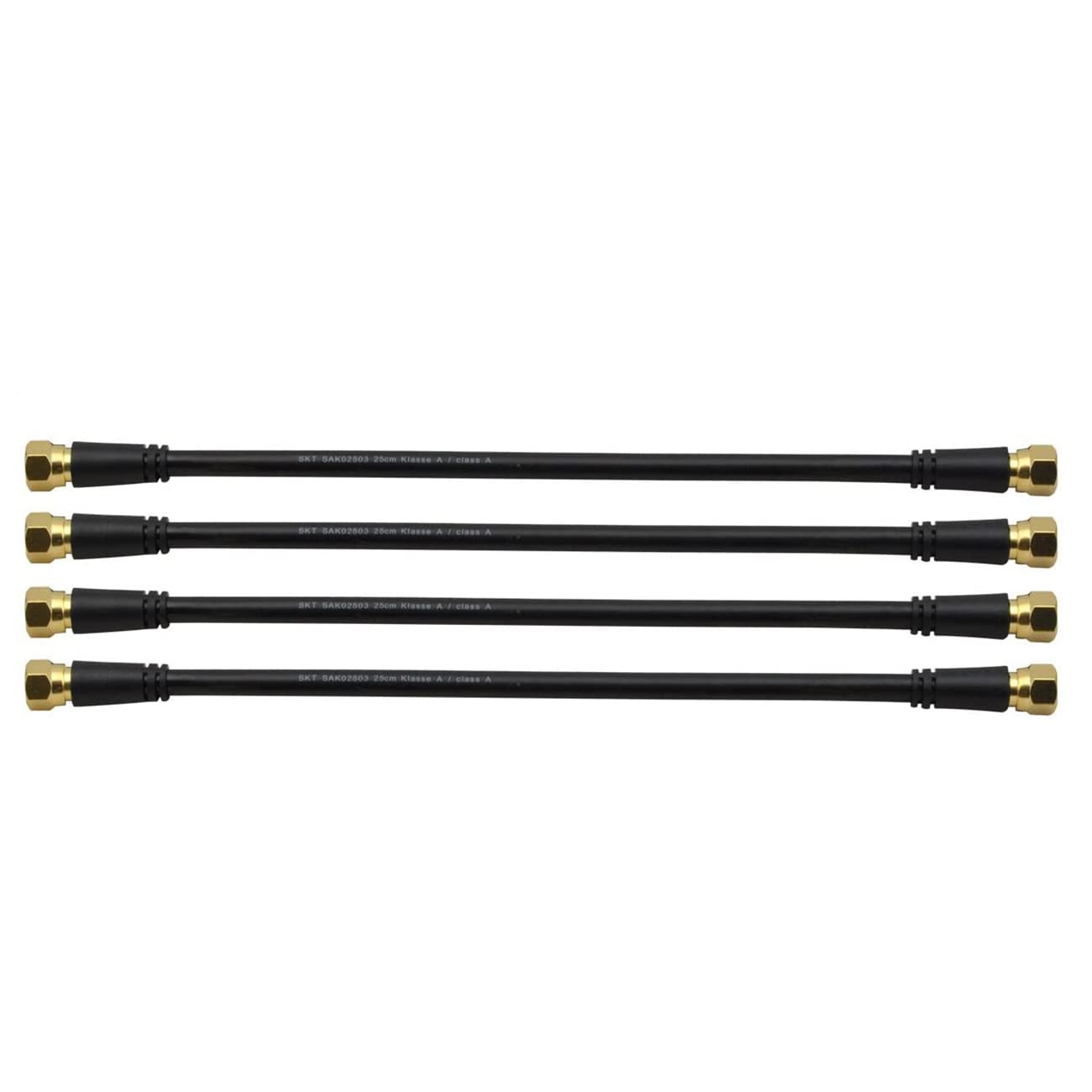 Satix Coaxial Patch Cable with F-Connector 25 cm Pack of 4 Black