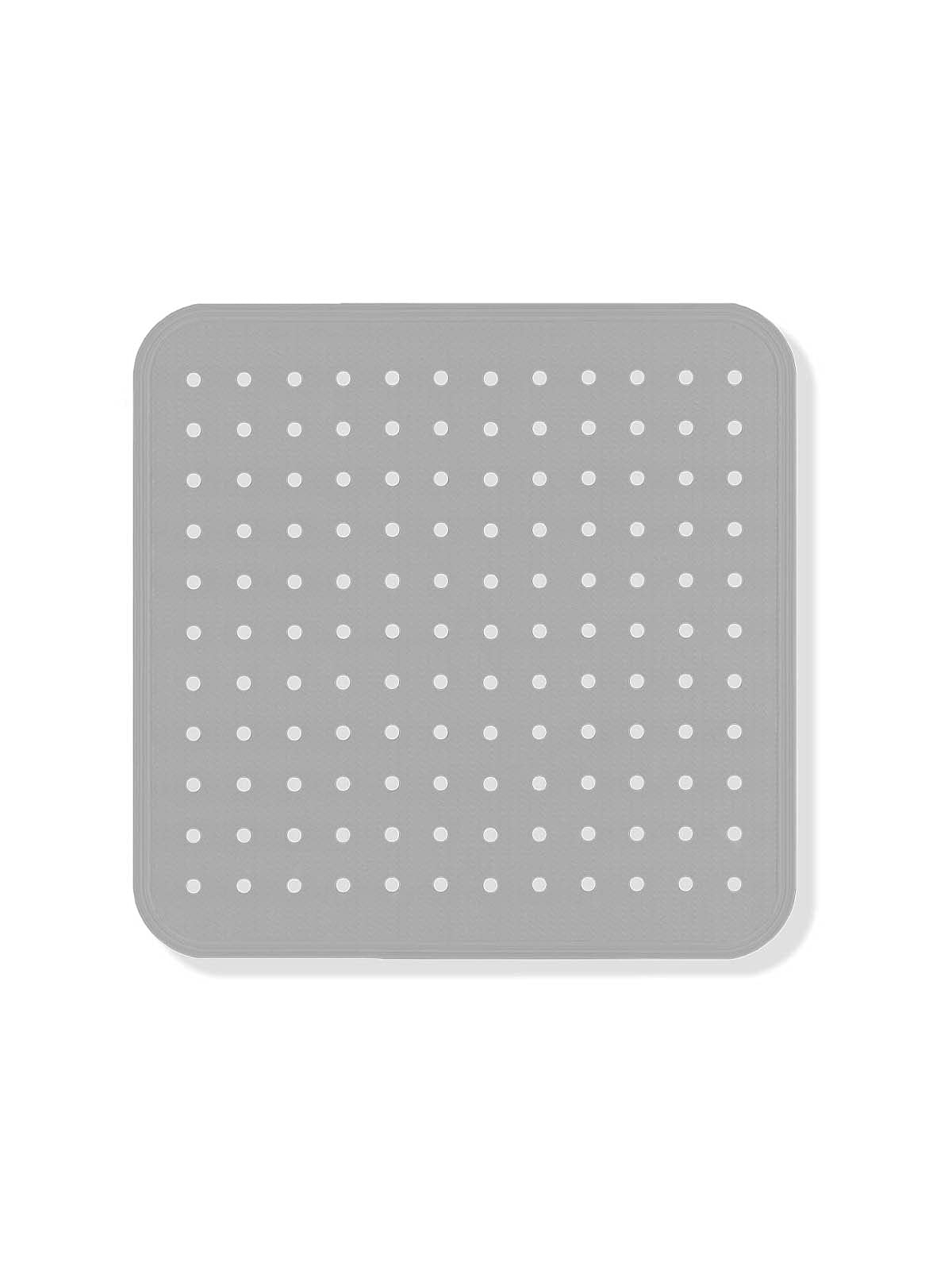 Grey Non-Slip Shower Mat, Mildew Resistant, Antibacterial, Scented with Lemon Essence, Suction Cup, Non-Slip Bath Mats, 53 x 53 cm, 100% PVC. Made in Italy