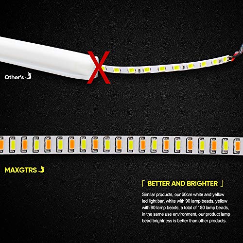 MAXGTRS 23-inch Ultrafine LED Strip Tube Flexible Waterproof Daytime Running Light White & Amber Suitable for Switchback Headlight LED Strip,Decorative Lamp,Running Light,Neon Light,Turn Signal Light - Thumbnail 4