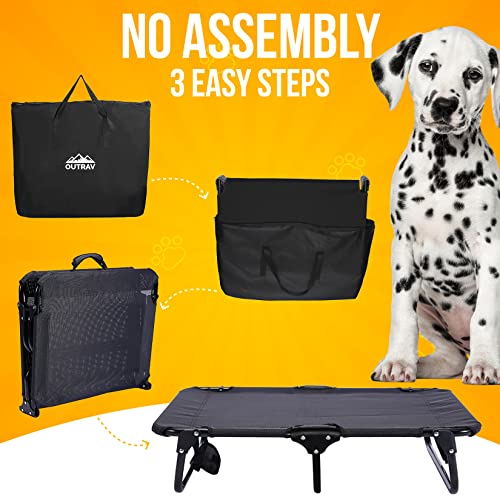 Elevated Dog Cot with Steel Frame Foldable Raised Play & Rest Bed for