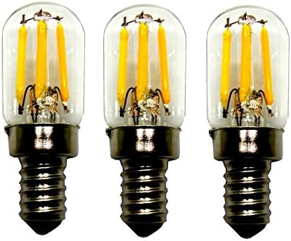 Mansa Lighting, T20/T6 LED Bulb (Tube Shape), 3 Pack, 200 Lumens, 2 Watts, E12 Candle Base, Warm White, Dimmable, 25W Equivalent