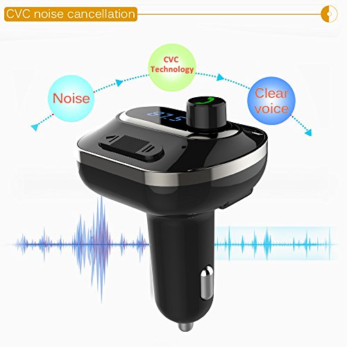 FM Transmitter, Bcway Wireless Radio Adapter Bluetooth Car Kit MP3 Player, 5V/3.1A Dual USB Ports Car Charger, Support TF Card + U Disk, Hands Free Calling for iPhone, Samsung, etc - Thumbnail 5