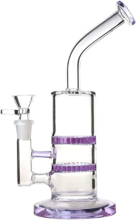 Mosi Mimi Glass Water Pipe Two Layers Honeycomb Perc Smoking Glass Pipe Bong (Purple)