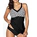 Howstar Women's Tankini Set Swimsuits Backless Striped Bikini Swimwear Plus Size Bathing Suit