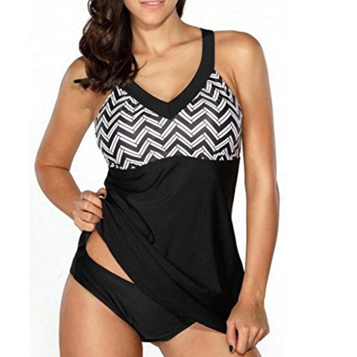 Howstar Women's Tankini Set Swimsuits Backless Striped Bikini Swimwear Plus Size Bathing Suit Howstar Women's Tankini Set Swimsuits Backless Striped Bikini Swimwear Plus Size Bathing Suit