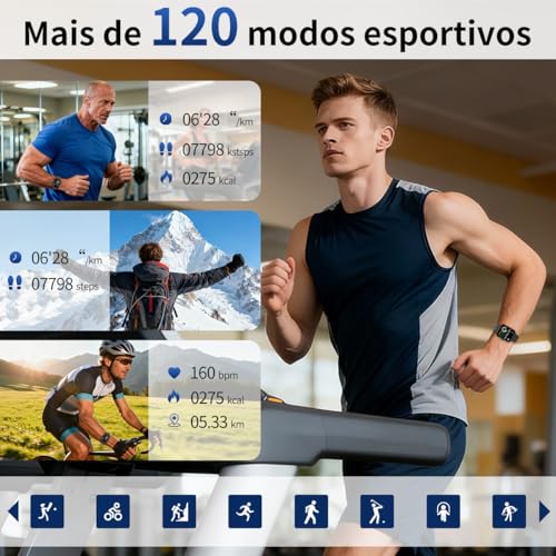 PEJE Smartwatch HXW06,Tela TFT HD de 1,83" Ecrã tátil e Ai,Feminino e Masculino,123 Esportes,IP68 à rova d'água, Chamada Bluetooth, Compatível com Android iOS （Pulseira em aço dourado）