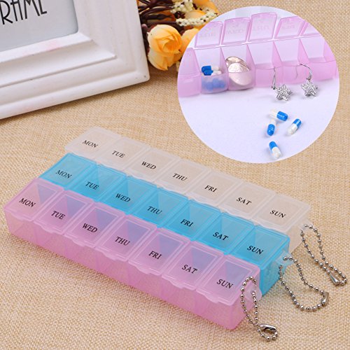 BYNNIX 7 Day Transparent Storage Box Jewelry Ornament Drug Compartment Display Case