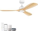 Hoenofly 52” Wood Smart Ceiling Fans with Lights