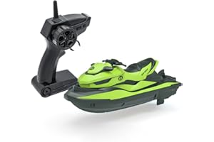 NEXTAKE 2.4GHz Remote Control Motorboat Toy, 1 : 14 Motor Boat Model Toy 2 Motors High Speed Marine Motor Water Toy 2 Speed Level RC Motorboat Jet Ski Pool Toy (Green)