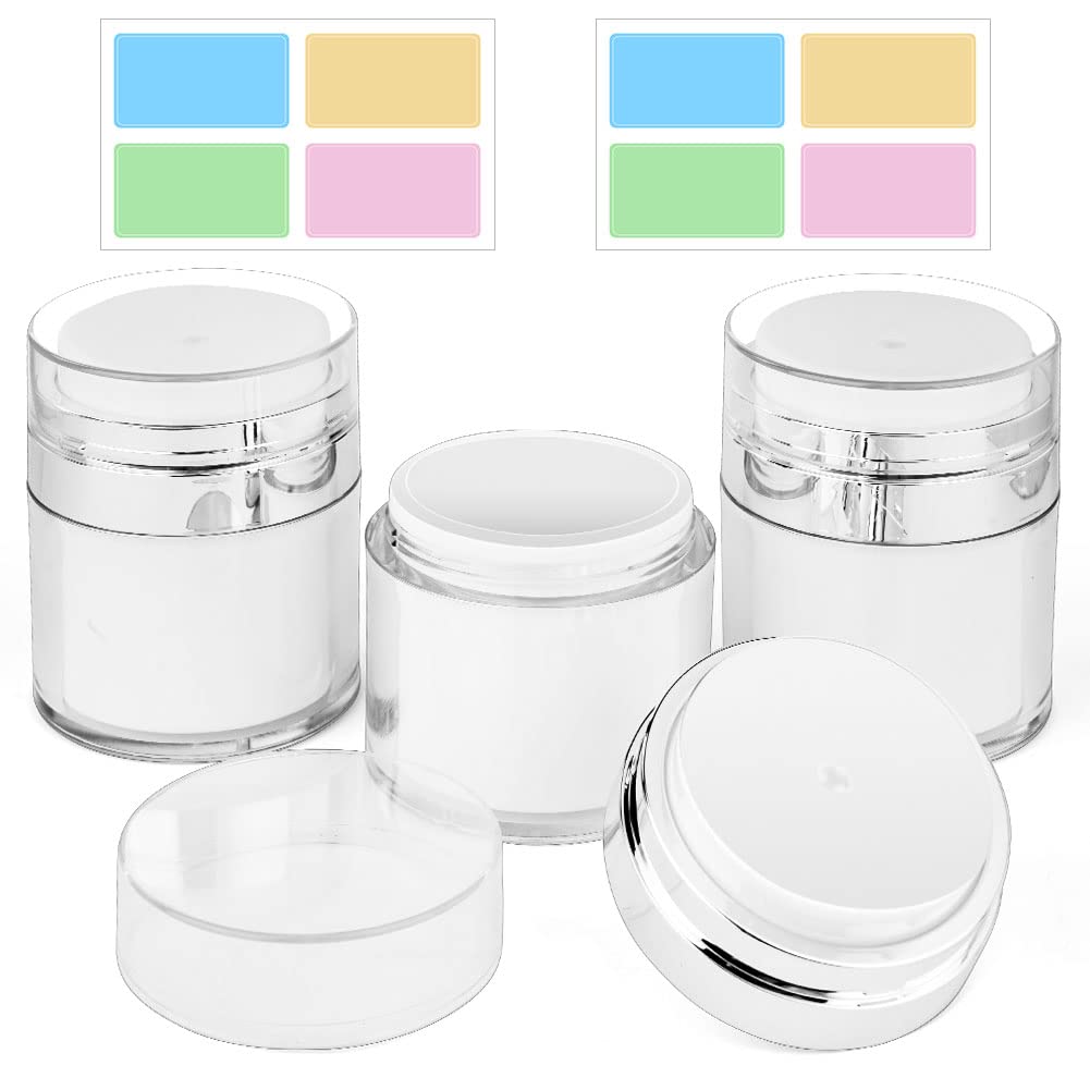 HOTUT Cream Jar Vacuum Bottle, 3PCS 50ml Airless Pump Moisturiser Container, Refillable Travel Cream Portable Cosmetic Container, Moisturiser Pump Dispenser, (AM7-3PCS-RYG-50ml-FBA)