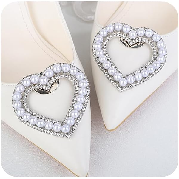 Amazon.com: JWICOS 1 Pair Crystal Heart Shoe Clips  display picture 1