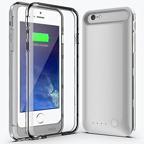 Niubity iphone 6 Plus 6S Plus Battery Case Apple Mfi Certified Extra Battery External Removable Rechargeable Protective Charging Case with 4000mah (Silver)