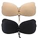BoHong Strapless Self Adhesive Silicone Reusable Invisible Push-up Wing-Shaped Bras 2 PACK D cup