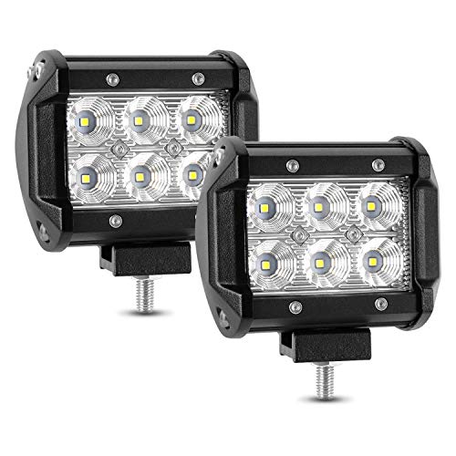 AAIWA LED Light Bar 18W LED Fog Light Flood LED Bar 2 PCS Off Road Lights 4" LED Pods LED Work Light Driving Lights for Truck SUV Jeep Boat ATV Lights