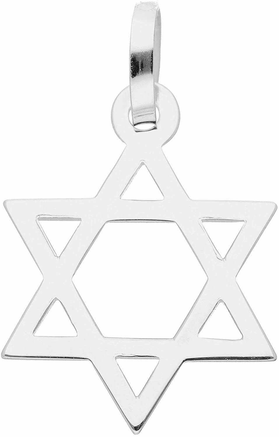 PRINS JEWELS Star of David Pendant Shiny 14 Carat 585 White Gold, Gold