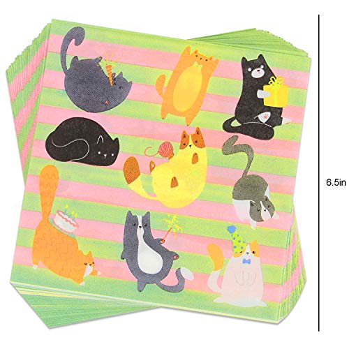 177 Piece Cat Theme Party Supplies Set Including Banner, Plates, Cups, Napkins, Tablecloth, Spoon, Forks, and Knives, Serves 25 - Thumbnail 4