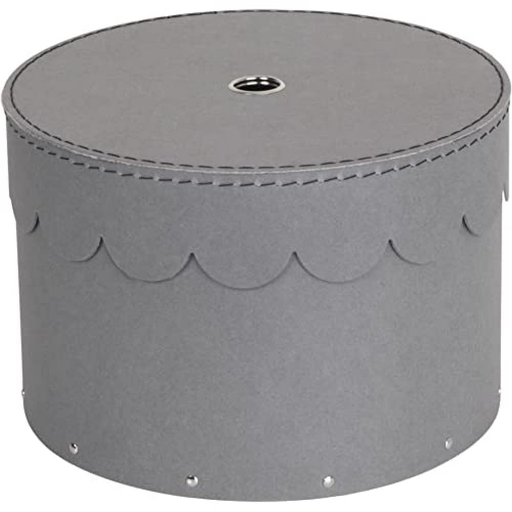 Bigso Box of Sweden Set of 2 Decorative Paper Round Storage Boxes with Lids - Stackable Hat Box Style Storage Containers - Small Box Organisers for Bits & Bobs - Grey