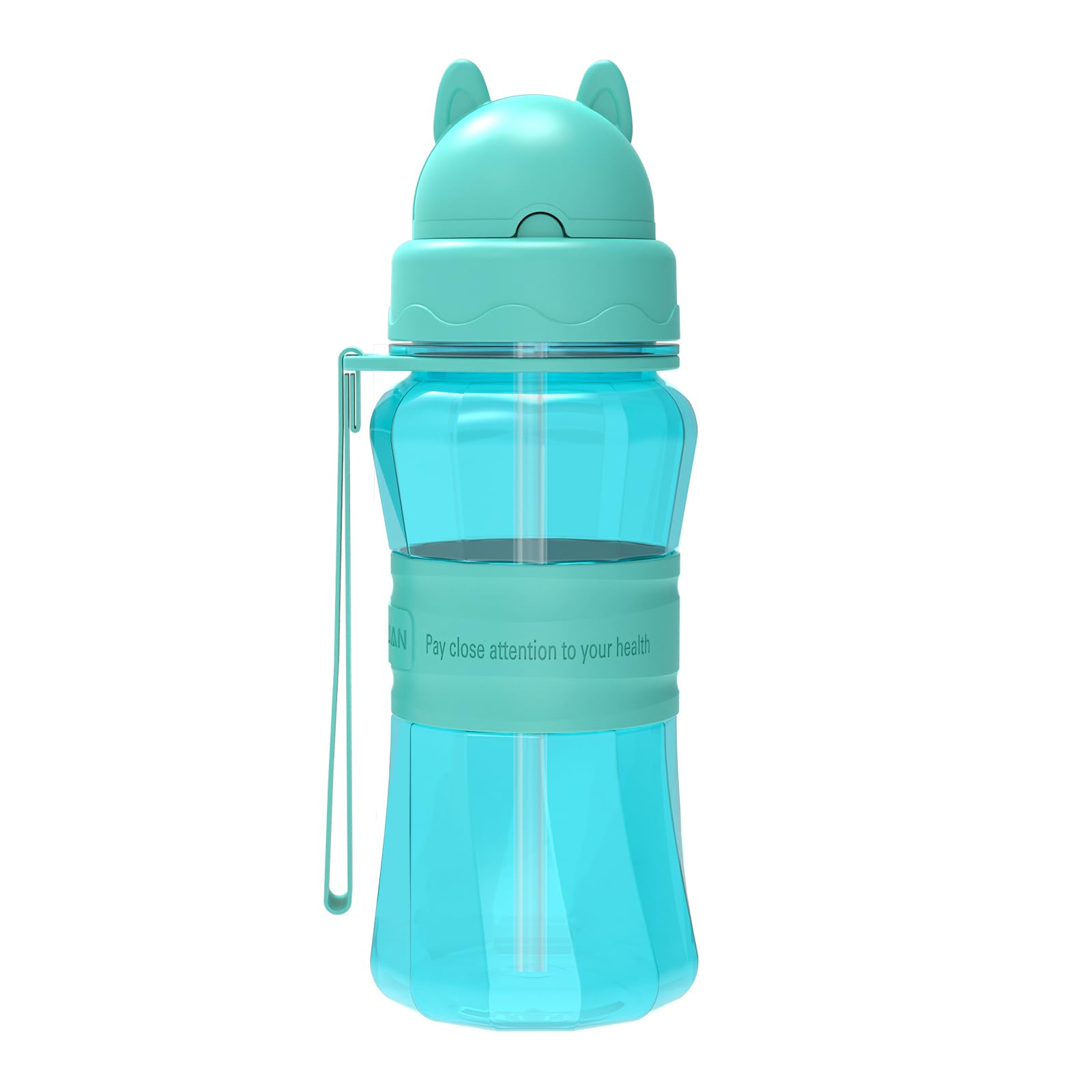Sigdio Kids Water Bottle With Straw Drinks Bottle Kids BPA Free Tritan Leak Proof Ideal for School, Home, Hiking and Outdoor Activities (Light blue)