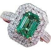 Viyuroyk 925 Sterling Silver Glitter Emerald Square Ladies Stacked Ring CZ Eternal Engagement Wedding Ring Women's Jewelry Found Earrings