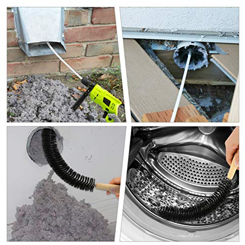 Oak Leaf Dryer Vent Cleaner Kit 12 Feet, Flexible 9 Rods Dry Duct Cleaning Kit Chimney Sweep Brush with Brush Head and Dryer Lint Brush, Extend up to 12 Feet, Use with or Without a Power Drill