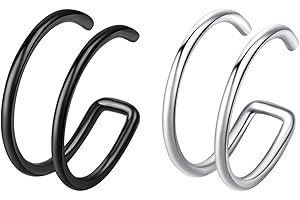 VELCARE 2-5 Pcs 18G 20G Nose Rings Hoops Nose Piercings Nose Piercing Jewelry Fake Nose Ring Fake Septum Double Hoop Nose Ring Hoop Lip Nose Rings for Women Clip On Helix Cartilage Hoop Earrings