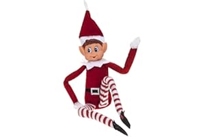 Elves Behavin Badly 12" Bendable Poseable Elf with Vinyl Head - Christmas Accessory (Red Elf Boy)