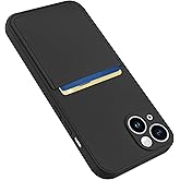Karrint Design for iPhone 13 Case with Card Holder for Women Men Soft Liquid Silicone Cover [Microfiber Lining] Full Camera Protection Shockproof Slim for iPhone 13 Case Wallet Black