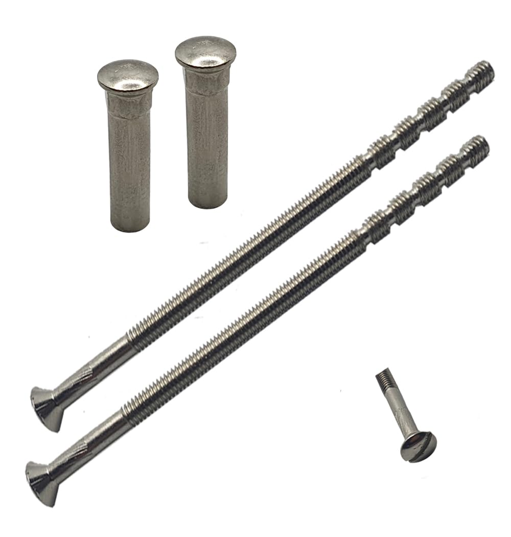 M4 x 90mm Chrome Door Handle SLOTTED-Screws with Chrome Security Bolt Carriage Sleeve Male to Female Connecting Screws for Door Han-dle, Knobs Escutcheons and Others (Pack of 2)