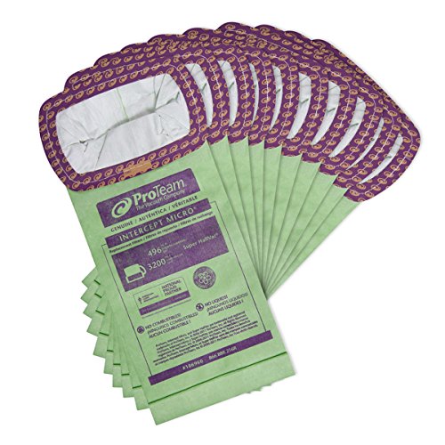 ProTeam 106960 Intercept Micro Filter Bags with Open Collar and 6-Quart Capacity, 10-Pack of Replacement Vacuum Filters
