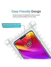 LK - Protector de pantalla para LG G7 ThinQ, cristal templado, compatible con carcasas, doble defensa, fácil instalación, con garantía de por vida