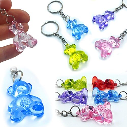German Trendseller® - 6 x transparent bears key chain crystal style pocket money toys┃giveaway ┃children´s birthday