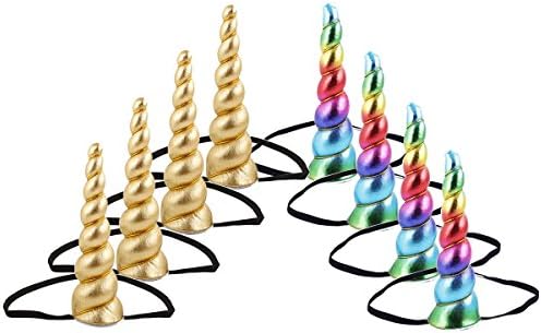 TanGeekor Unicorn Horn Glitter Elastic Headband Spiral Unicorn Horn cosplay Magical Unicorn Horn,Children's Party Supplies
