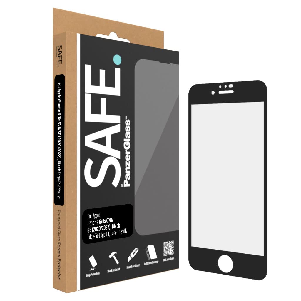 SAFE Screen Protector for Apple iPhone 6 | 6s | 7 | 8 | SE (2020/2022) - Fingerprint Resistant Tempered Glass Screen Protector with Full Screen Coverage - Case Friendly