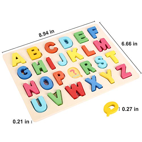 Joqutoys Wooden Alphabet Puzzle Toddlers Learning Upper Case Letters Blocks ABC Puzzles Educational Toys for Girl Boy Gifts