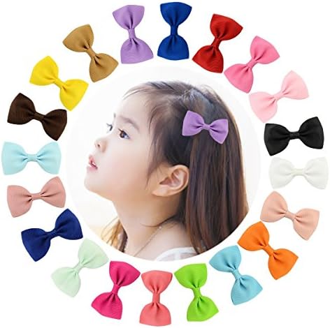 VGLOOK 20pcs Hair Barrette bowknot Clips Grosgrain Ribbon headhands Boutique Hair bows Alligator Clips for Girls