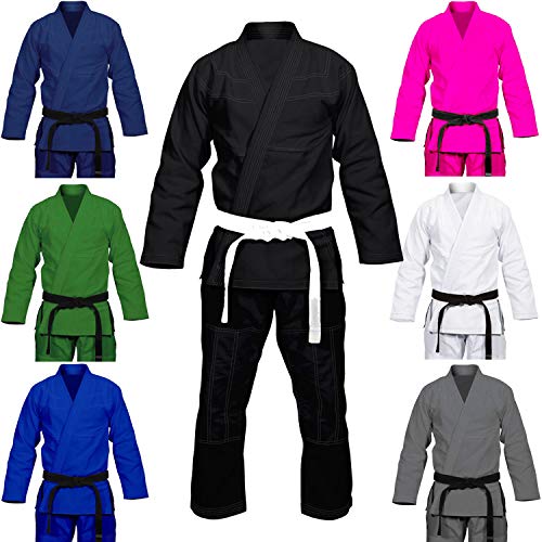 Max5 Full Blank Brazilian Jiu Jitsu Gi MMA Martial Arts Uniform BJJ Gi Grappling Kimono (Grey/White, A1) - Thumbnail 5