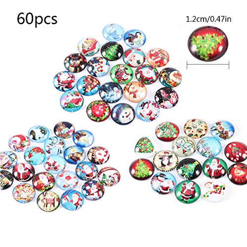 60 Pcs Glass Cabochons,Mosaic Printed Glass Dome Cabochons Mosaic Tiles for Jewelry Crafts Making