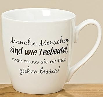 Bloominghome Jumbotasse Porzellan Jumbobecher Kaffeetasse 480ml Manche Menschen sind wie Teebeutel
