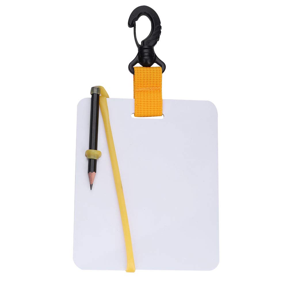 Diving Slate, Underwater Writing Slate Board with Swivel Clip Pencil Swim Write Board Large Whiteboard Plastic Waterproof Tablet Clear Communication Tool Writable Replacement for Divers Water Sports