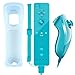 Wii Controller,XW02 Nintendo Wii Remote Control and Nunchuck With Silicone Case Wrist Strap Built-in Vibration Motor For Wii And Wii U-Blue