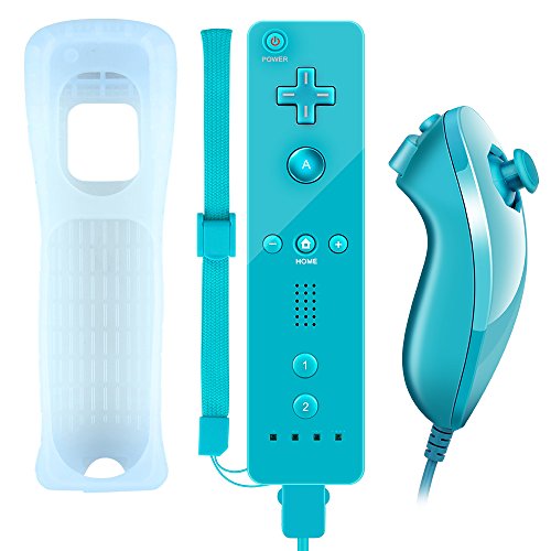 Wii Controller,XW02 Nintendo Wii Remote Control and Nunchuck With Silicone Case Wrist Strap Built-in Vibration Motor For Wii And Wii U-Blue Wii Controller,XW02 Nintendo Wii Remote Control and Nunchuck With Silicone Case Wrist Strap Built-in Vibration Motor For Wii And Wii U-Blue