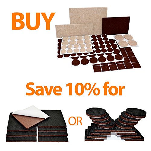 XPROTECTOR Premium Two Colors Pack Furniture Pads 133 Piece! Felt Pads Furniture Feet Brown 106