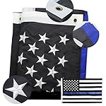 American Blue Flag 3x5 ft, Thin Blue Line USA Police Flags, Oxford Nylon Built for Outdoor Use, Featuring Embroider Stars, UV Protected, Sewn Stripes and Brass Grommets