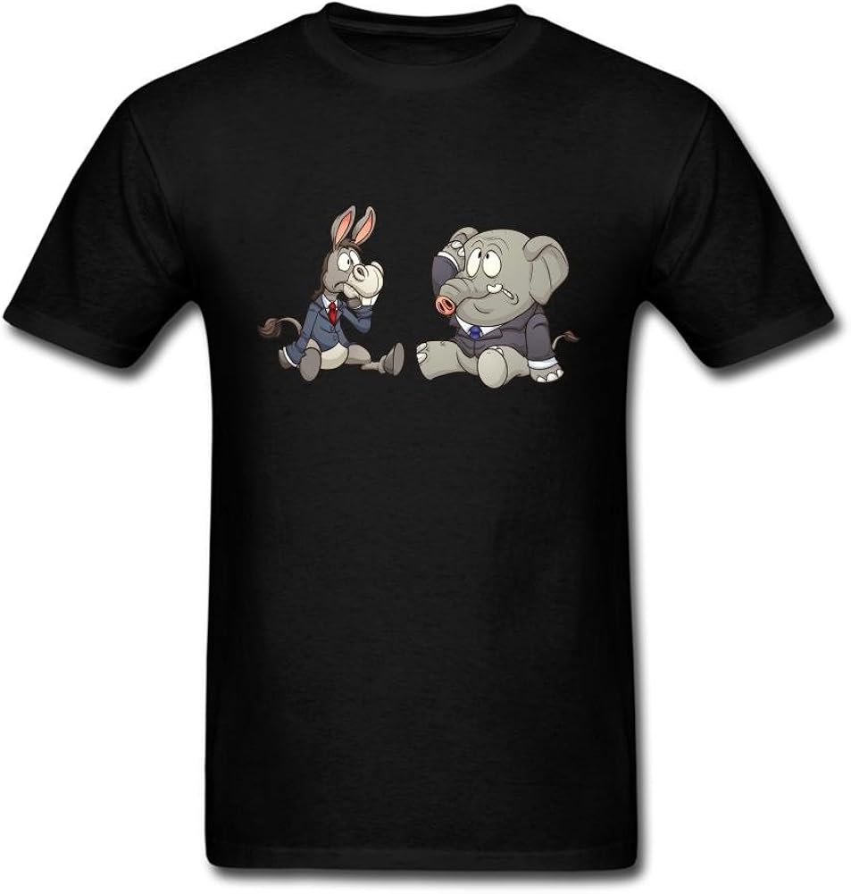 Heerinsy Men's Elephant and Donkey Color Short Sleeve T-Shirt S