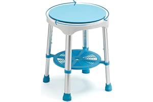 Health Line Massage Products Swivel Shower Stool 350 Lbs, 360 Degree Rotating Shower Chair for Inside Shower, Tool Free Adjustable Bathtub Seat with Storage Tray (FSA or HSA Eligible)