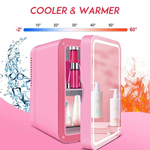 COOSEON Mini Fridge 6 Liter, Portable Mirrored Beauty Fridge With LED