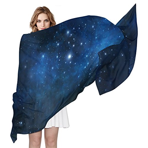 MRMIAN Universe Galaxy Space Starry Night Sky Long Silk Chiffon Scarf Wrap Stole
