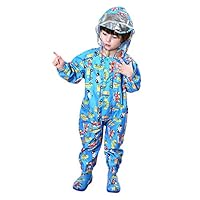 Unisex Baby Rainsuit, Rain Coverall, Outdoors Rain Suit for Toddlers Kids (Blue, 3-5 Years)