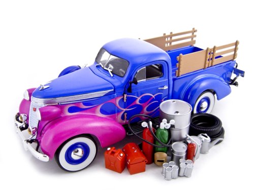 1937 Studebaker Pickup W/Access 1/24 Diecast Blue/Flame