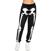 Tipsy Elves Skeleton Jogger Pants for Women - Women's Skeleton Comfort Pants with Front and Back Print